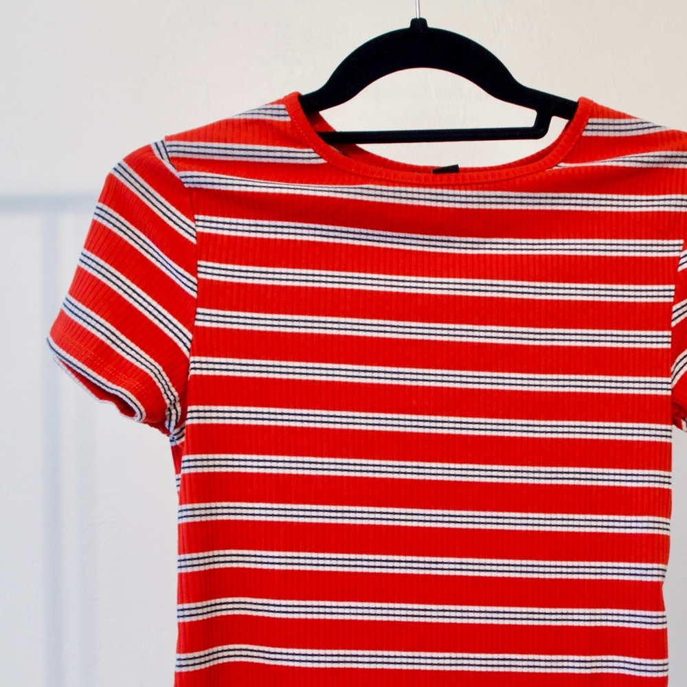 Red Striped Retro Style Shirt, 70s Style